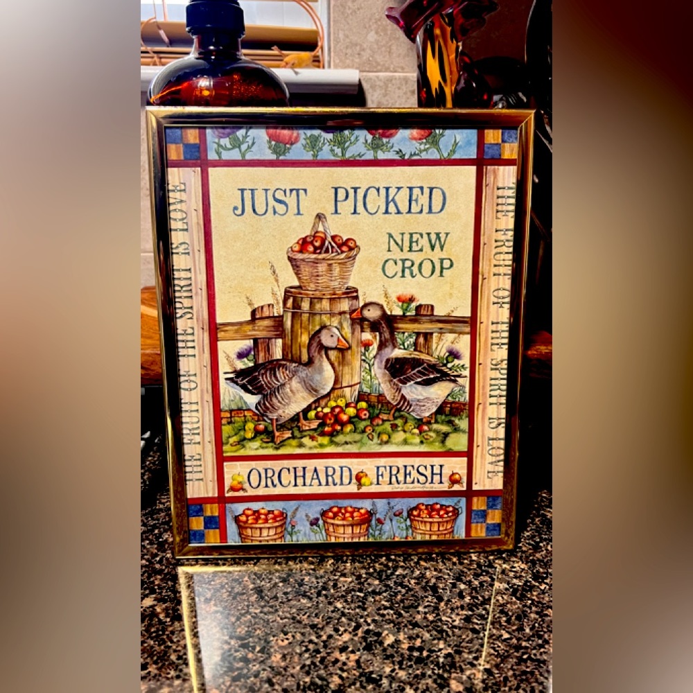 Antique inspired Farmhouse sign in goldstone frame